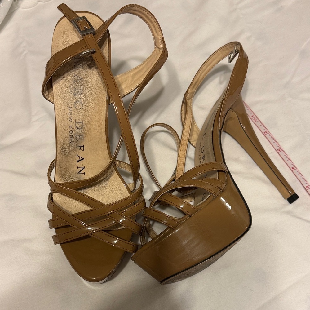 Marc Defang New York Tan Strappy Heels